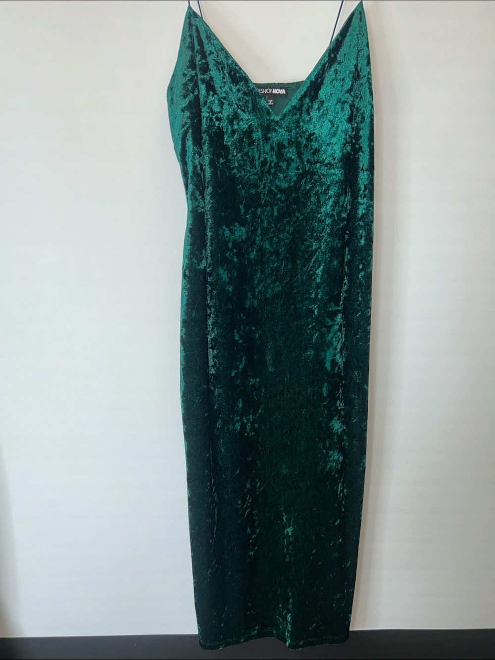 Fashion Nova Deep Emerald Velvet Maxi Slip Dress